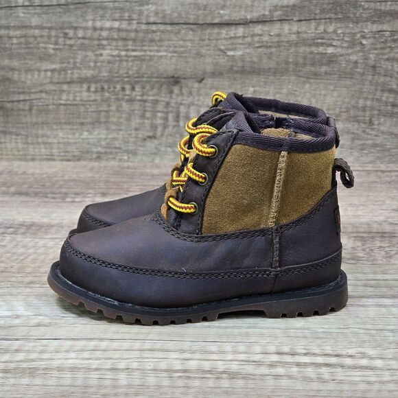 UGG Bradley Toddler's Size 7 Brown Leather Suede Side Zip Ankle Boots (1094574T) - Picture 3 of 9